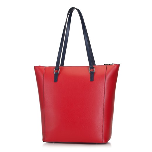 Shopper bag Wittchen czerwona na ramię bez dodatków 