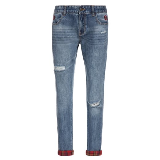 Granatowe jeansy damskie Desigual bez wzorów 