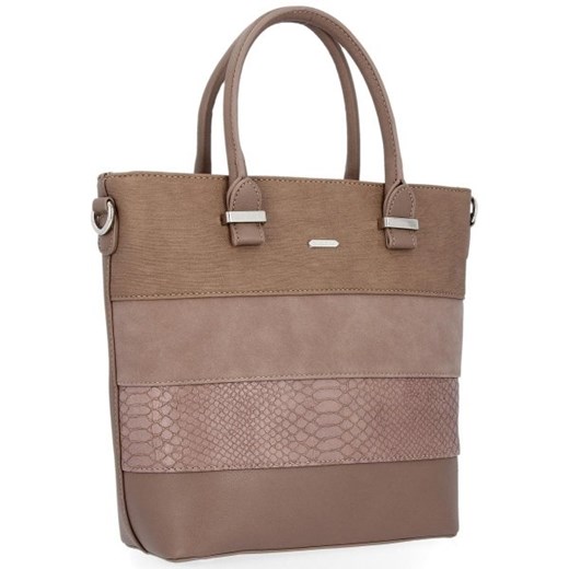 Shopper bag David Jones matowa brązowa elegancka do ręki bez dodatków