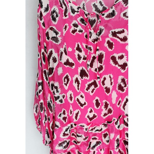 Jedwabna sukienka mini w zwierzęcy print w kolorze intensywnego różu  OLIVIA  Endoftheday One Size END OF THE DAY