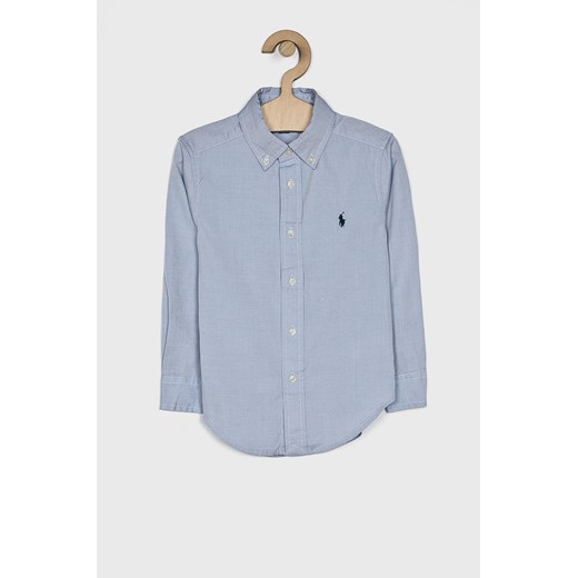 Koszula chłopięca niebieska Polo Ralph Lauren bez wzorów wiosenna 
