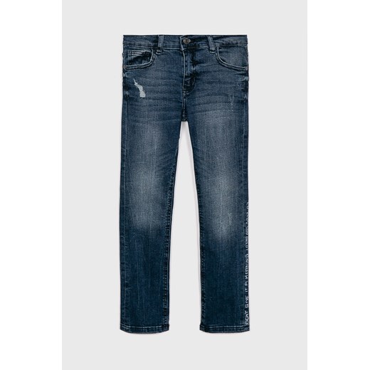 Niebieskie spodnie chłopięce Guess Jeans jesienne bez wzorów 