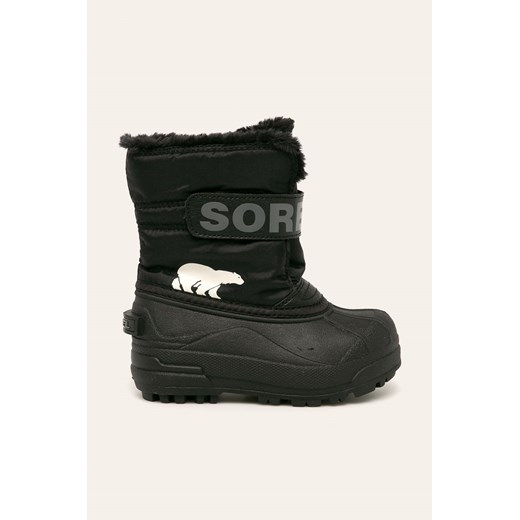 Buty zimowe dziecięce czarne Sorel bez wzorów 