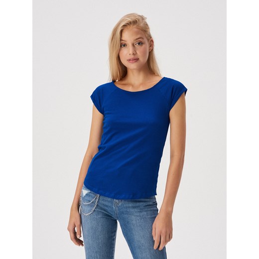 Sinsay - Bawełniany t-shirt basic - Niebieski Sinsay  S 