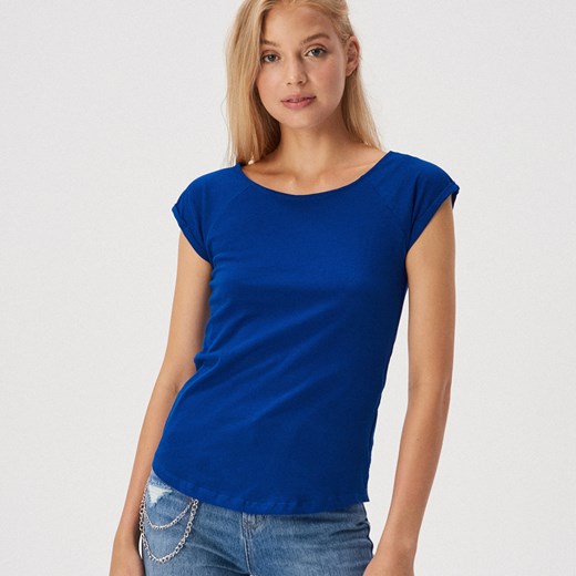 Sinsay - Bawełniany t-shirt basic - Niebieski  Sinsay M 