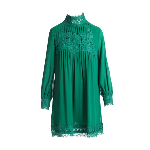Sukienka zielona Renee z kołnierzykiem mini 