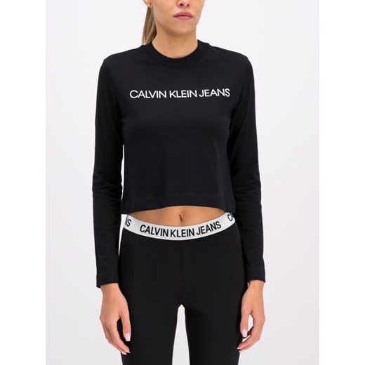 Calvin Klein bluzka damska casual czarna z długimi rękawami 