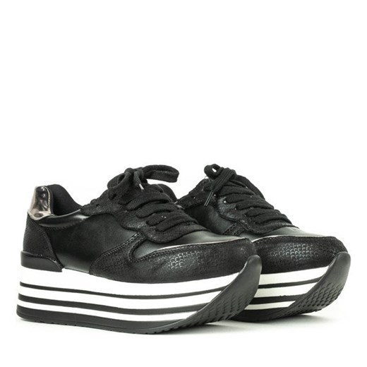 Czarne buty sportowe na platformie Joachima - Obuwie  Royalfashion.pl 40 