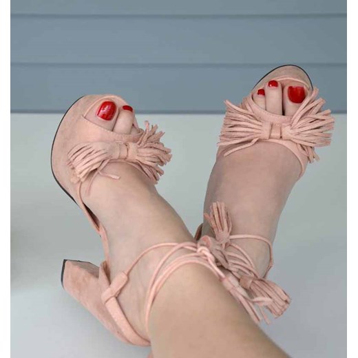 Sandały damskie Azure sznurowane różowe na platformie młodzieżowe na lato 
