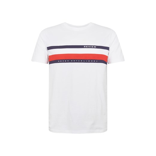 T-shirt męski Review biały z krótkim rękawem 