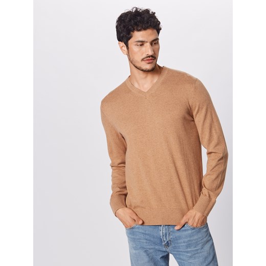 Beżowy sweter męski Gap bawełniany bez wzorów w serek 