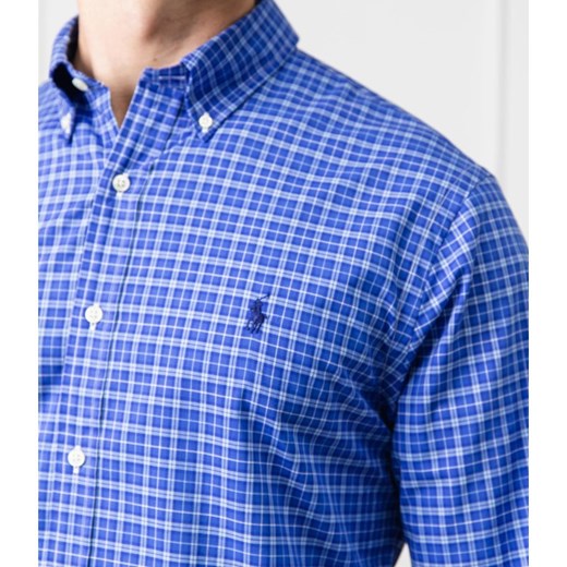 Koszula męska Polo Ralph Lauren niebieska w kratkę na jesień z kołnierzykiem button down 