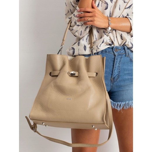 Shopper bag beżowa Rovicky bez dodatków duża matowa elegancka 
