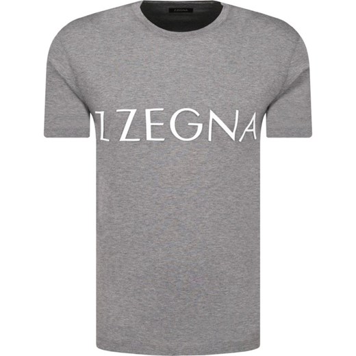 T-shirt męski szary Z Zegna z napisami 