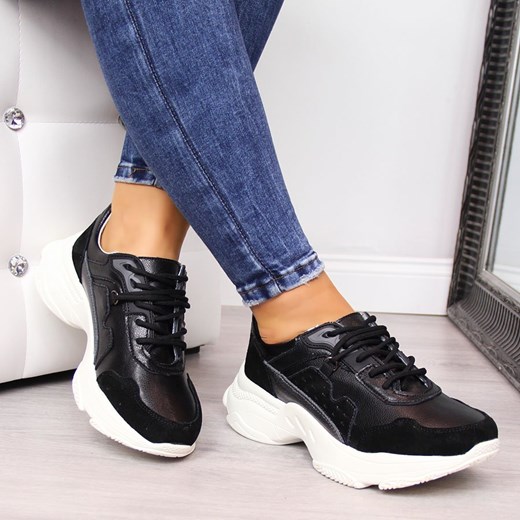 Buty sportowe damskie Vinceza sneakersy bez wzorów na platformie sznurowane młodzieżowe 
