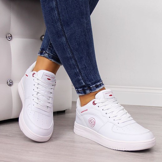 Buty sportowe damskie Cross Jeans sneakersy białe na wiosnę płaskie 