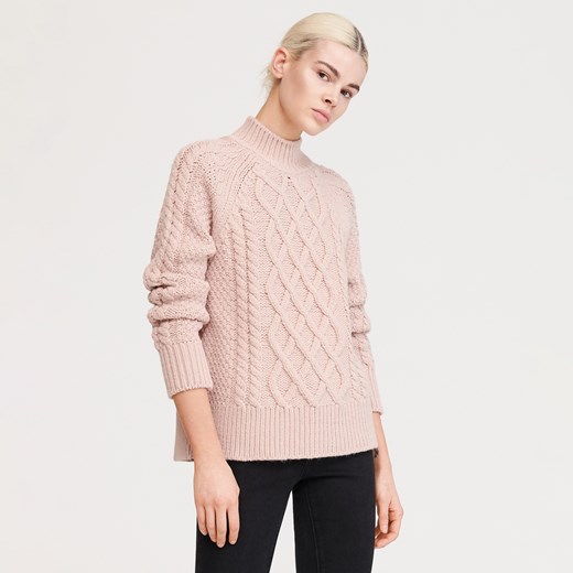 Reserved - Sweter z golfem - Różowy Reserved  S 