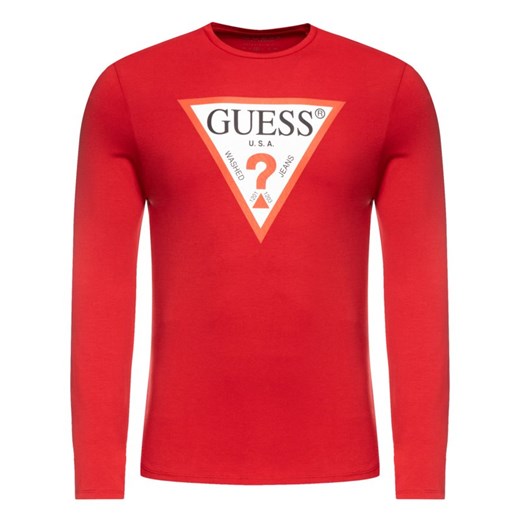 T-shirt męski Guess czerwony z długim rękawem 