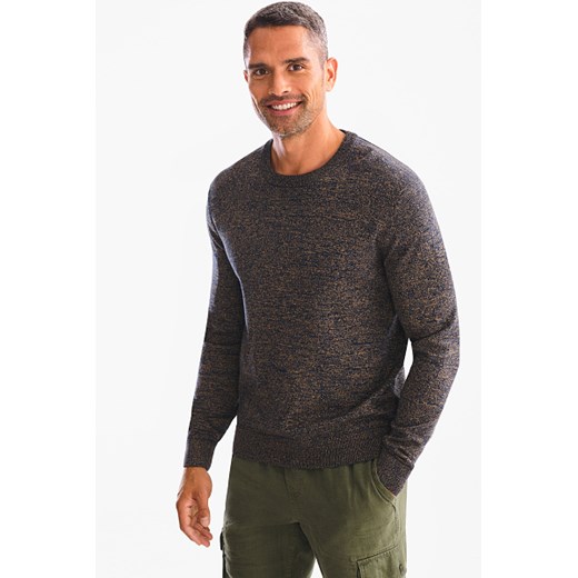 Sweter męski brązowy Angelo Litrico z bawełny 