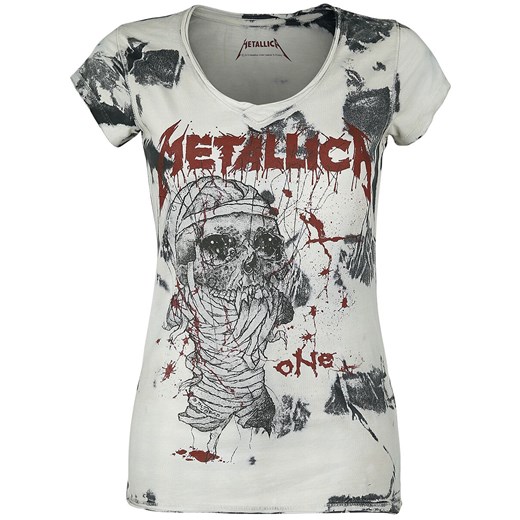 Bluzka damska Metallica z bawełny z krótkim rękawem szara z okrągłym dekoltem 