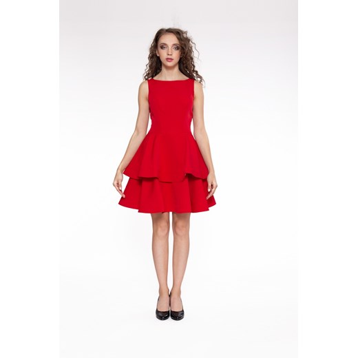 Sukienka 4myself elegancka rozkloszowana czerwona na randkę mini 