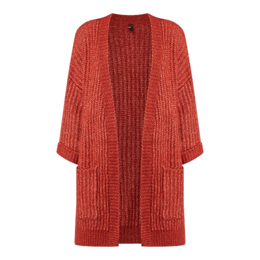 Sweter damski czerwony Yas wełniany casual z dekoltem w literę v 
