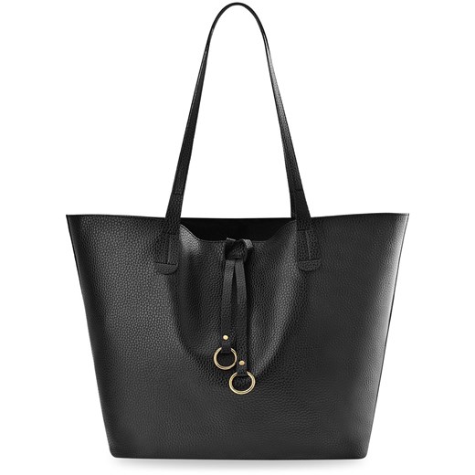 Shopper bag czarna bez dodatków lakierowana duża na ramię 