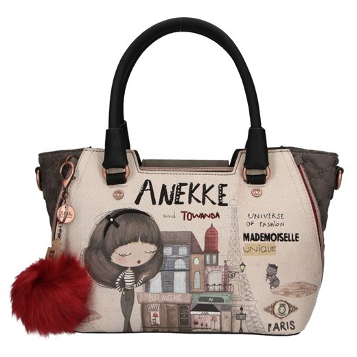 Anekke shopper bag z nadrukiem z breloczkiem w stylu młodzieżowym 