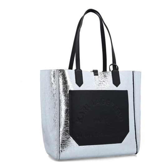 Shopper bag Karl Lagerfeld srebrna na ramię matowa elegancka 