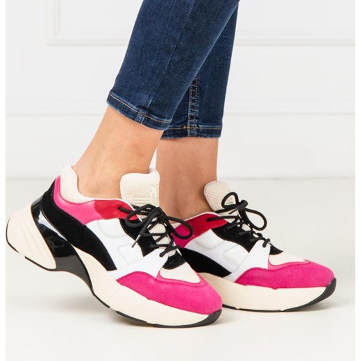 Sneakersy damskie Pinko skórzane sznurowane sportowe na platformie 
