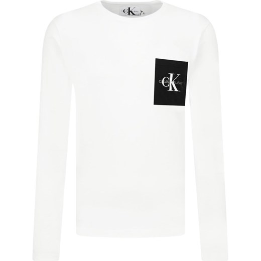 Biały t-shirt męski Calvin Klein z długimi rękawami zimowy 