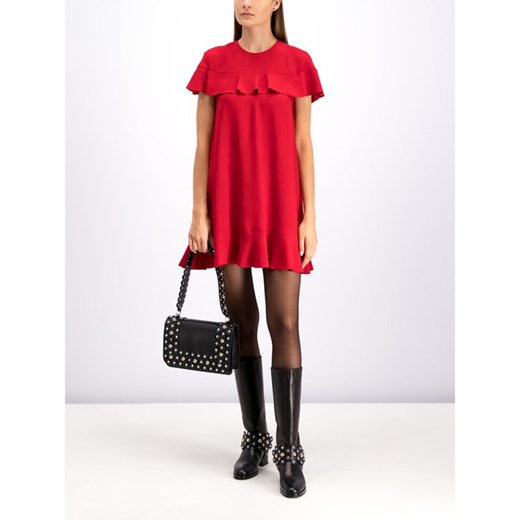 Red Valentino sukienka bez wzorów z okrągłym dekoltem z krótkim rękawem mini 
