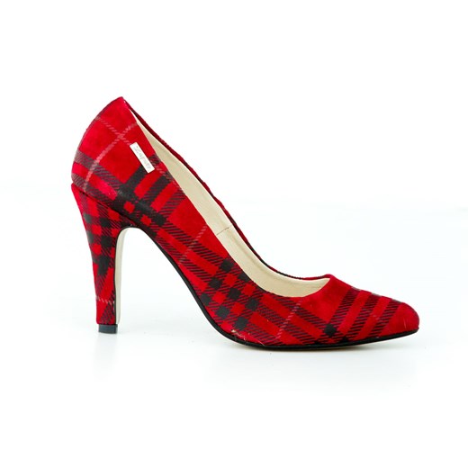 Czółenka Zapato eleganckie w nadruki czerwone skórzane bez zapięcia 