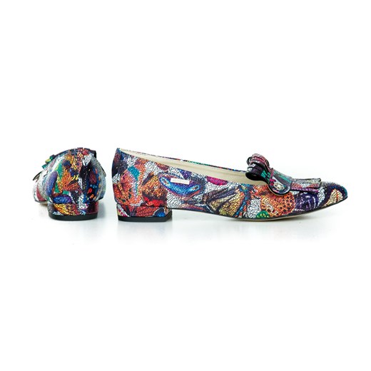 Zapato mokasyny z nubuku w abstrakcyjnym wzorze 