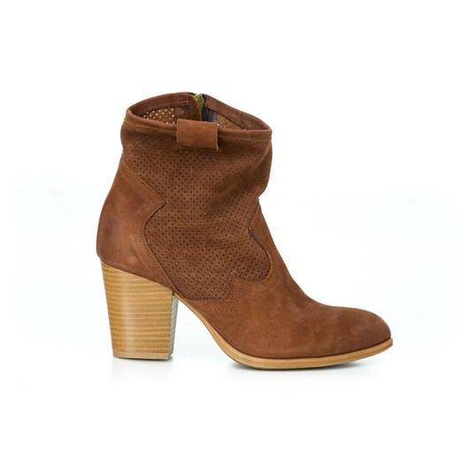 Botki brązowe Zapato z zamkiem na obcasie gładkie