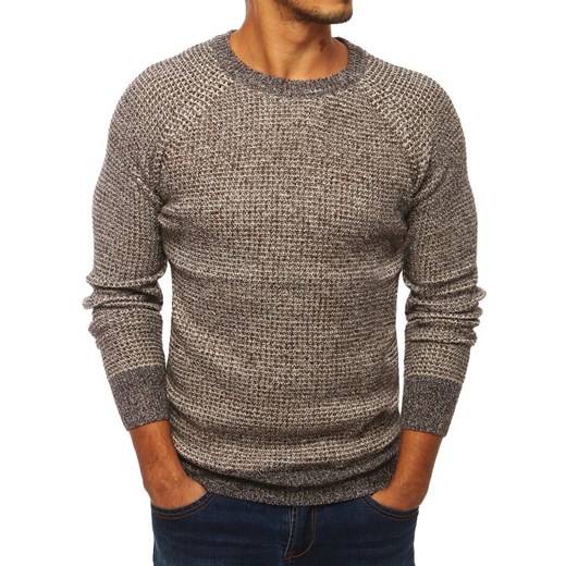 Sweter męski brązowy Dstreet bez wzorów