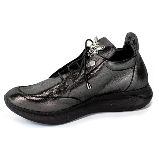 Sneakersy damskie Boccato bez wzorów czarne sportowe sznurowane na platformie 