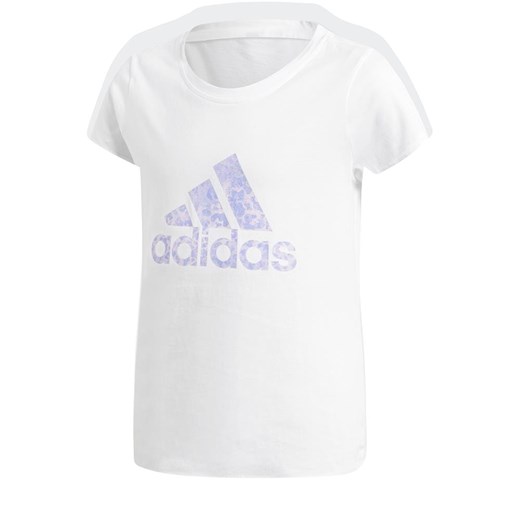 Biała bluzka dziewczęca Adidas z krótkim rękawem bawełniana 