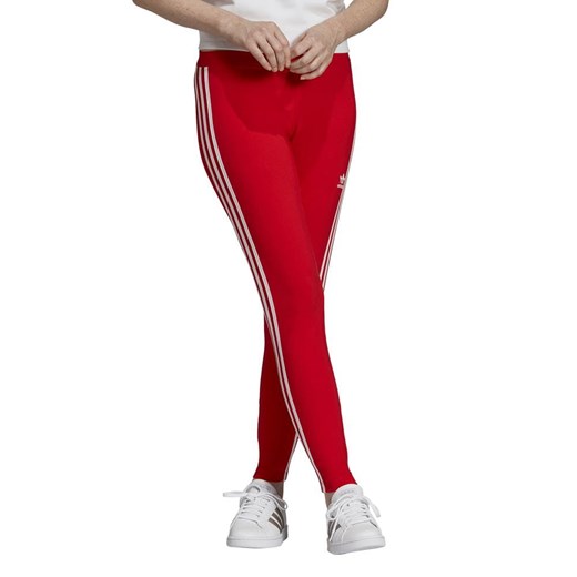 Leginsy sportowe czerwone Adidas w paski 
