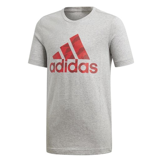 T-shirt chłopięce Adidas szary z krótkim rękawem z napisami 