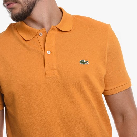 T-shirt męski Lacoste z krótkim rękawem pomarańczowa casual 