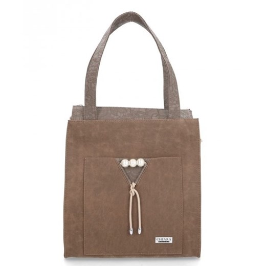 Shopper bag brązowa Chiara Design duża bez dodatków 
