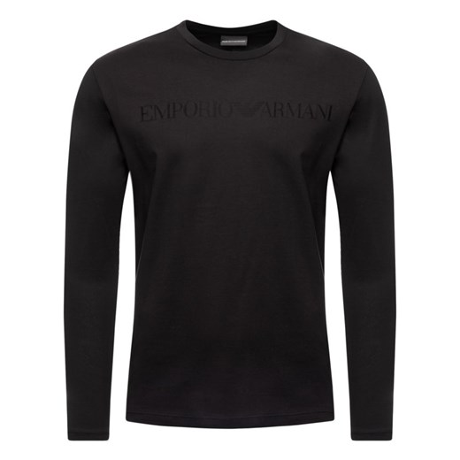 Emporio Armani t-shirt męski czarny z napisami wiosenny w stylu młodzieżowym 