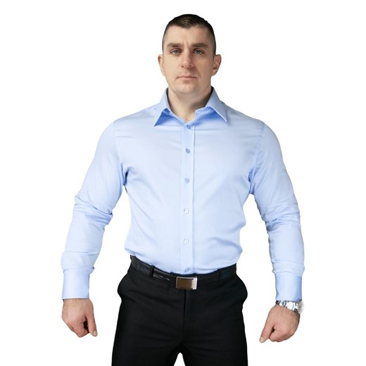 Koszula męska Atleto z klasycznym kołnierzykiem bawełniana bez wzorów z długim rękawem 