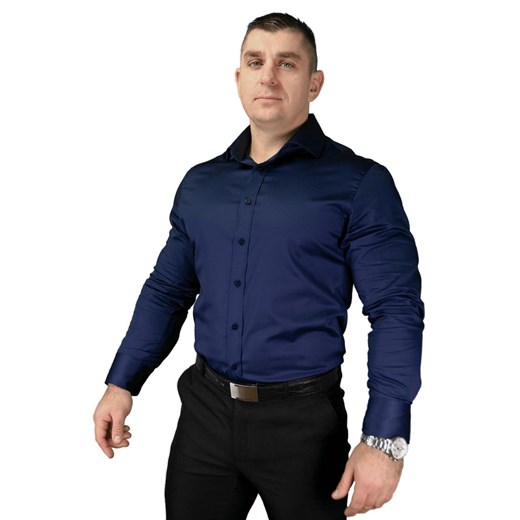Koszula męska Atleto granatowa z długimi rękawami w Domodi Koszula męska Atleto granatowa z długimi rękawami w Domodi