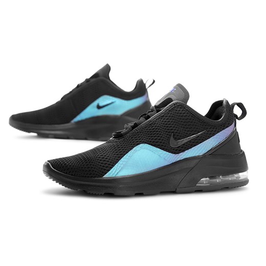 Buty sportowe damskie czarne Nike do biegania motion bez wzorów z gumy na płaskiej podeszwie 