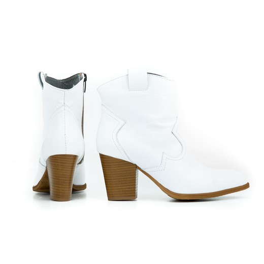 botki kowbojki na obcasie - skóra naturalna - model 471 - kolor biały  Zapato 41 zapato.com.pl