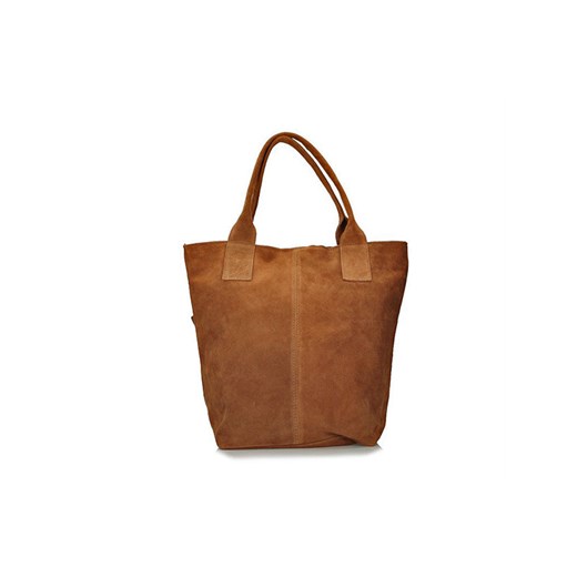 Shopper bag Toscanio brązowa duża zamszowa skórzana na ramię 