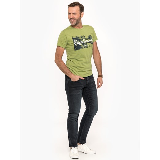 Zielony t-shirt męski Pepe Jeans z krótkim rękawem 