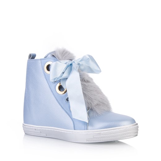 Arturo Vicci sneakersy damskie gładkie niebieskie skórzane młodzieżowe 